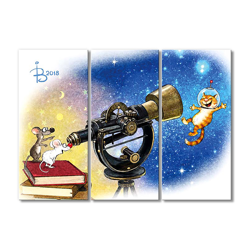 

Модульная картина Artel «Космокот» 3 модуля 80x120 см