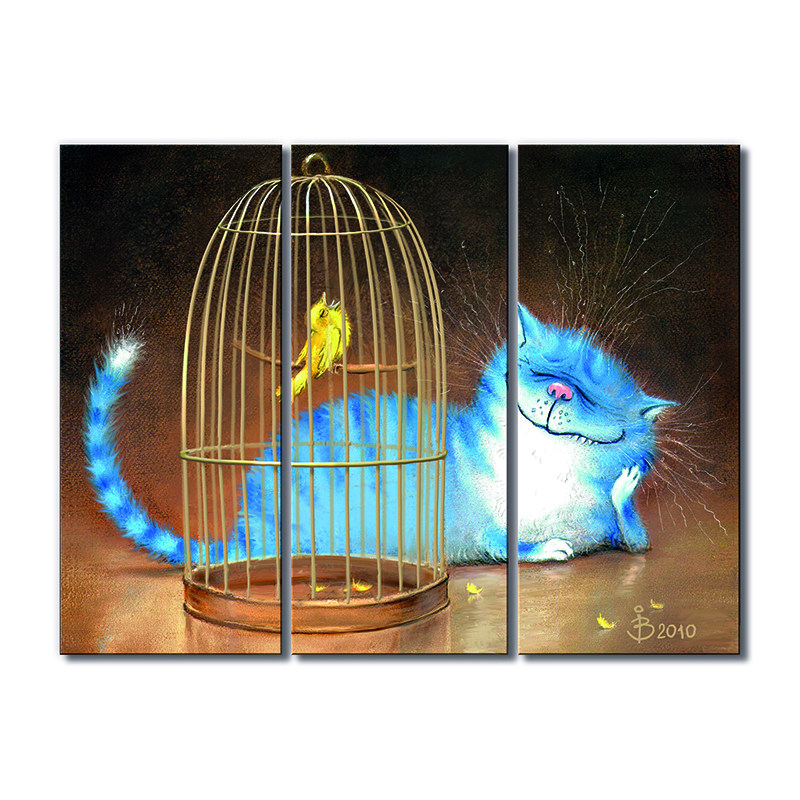 

Модульная картина Artel «Кот и канарейка в клетке» 3 модуля 80x120 см