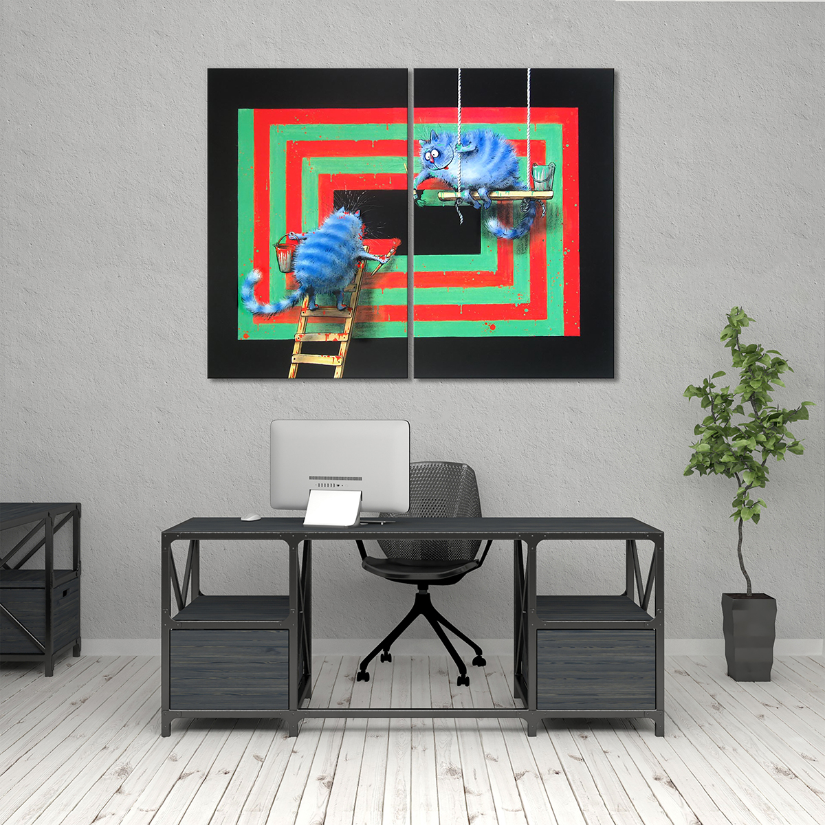 

Модульная картина Artel «Коты рисуют абстракцию» 2 модуля 50x75 см