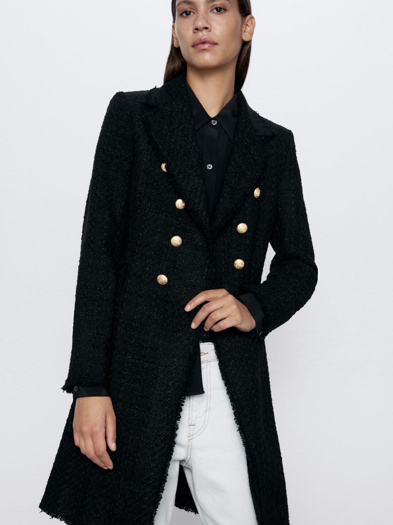 

Пальто Zara XAZ266424QRVS M Черное с золотистым