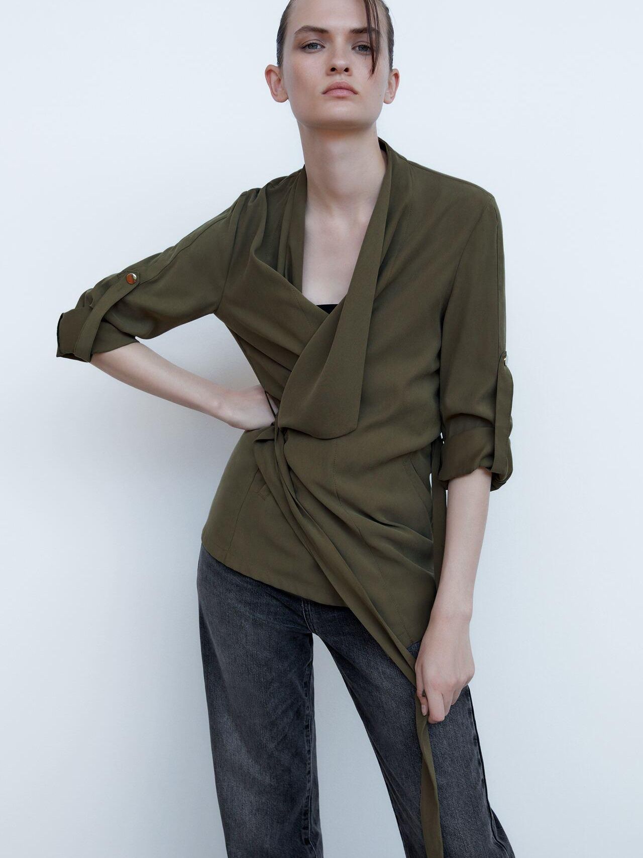 

Тренч Zara XAZ281968AQYQ M Болотный