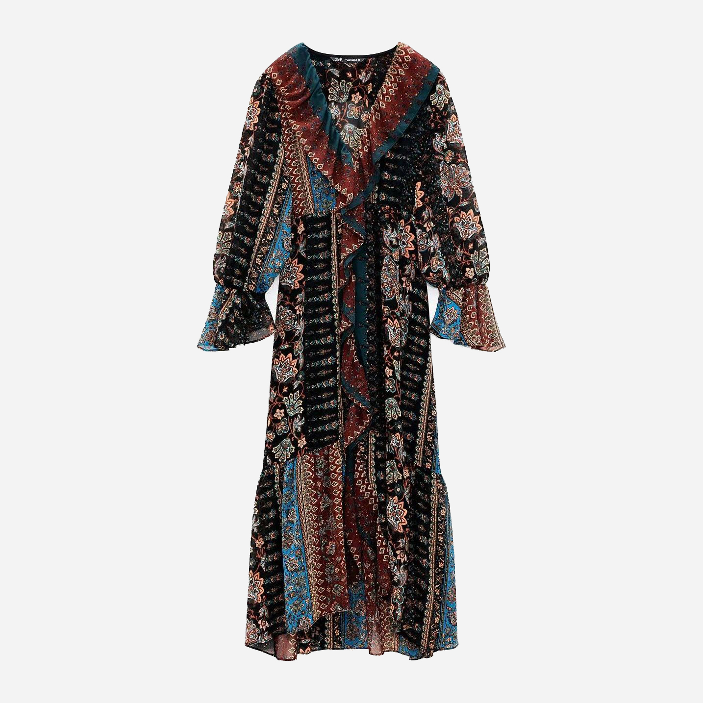 

Платье Zara XAZ282074DCNX M Черное с разноцветным
