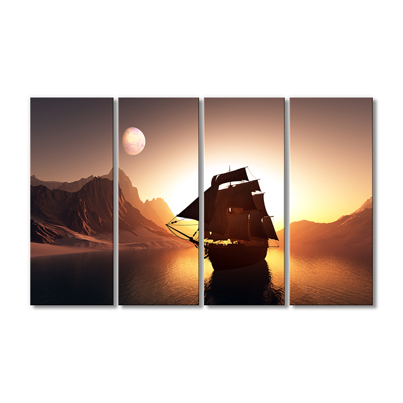 

Модульная картина Artel «Закат горы луна и корабль с парусами» 4 модуля 120x180 см
