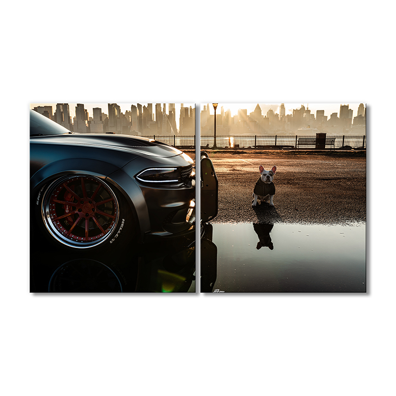 

Модульная картина Artel «Додж Чарджер СРТ Хелкат с собакой» 2 модуля 80x120 см