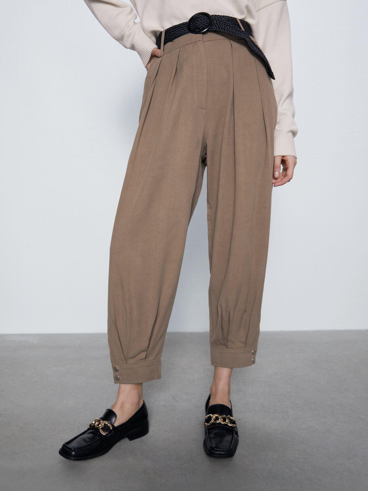 

Брюки Zara XAZ264353IIQE XL Бежевые