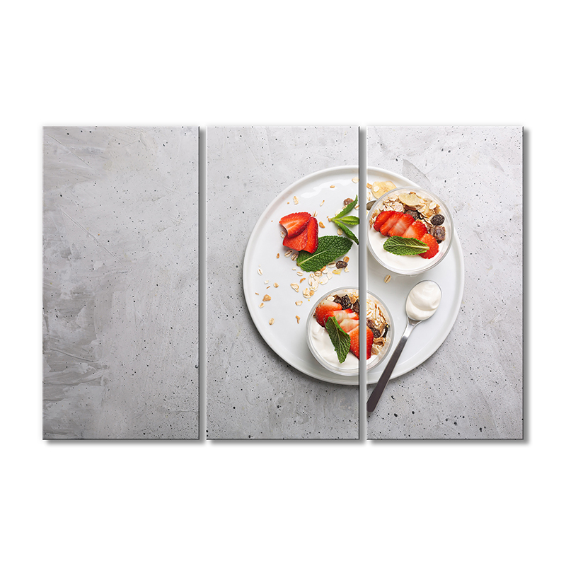

Модульная картина Artel «Йогурт с клубникой и орехами» 3 модуля 120x180 см