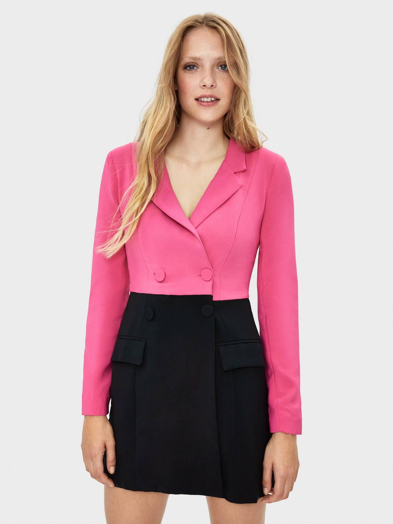 

Платье Bershka XAZ219936ZNPY S Розовое с черным