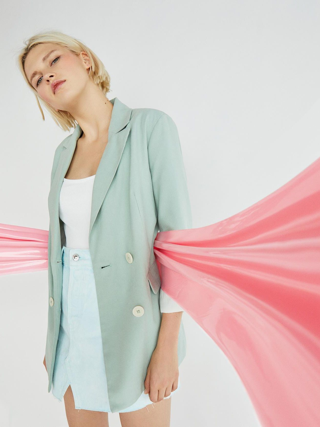 

Пиджак Bershka XAZ229055OURH S Бледно-мятный