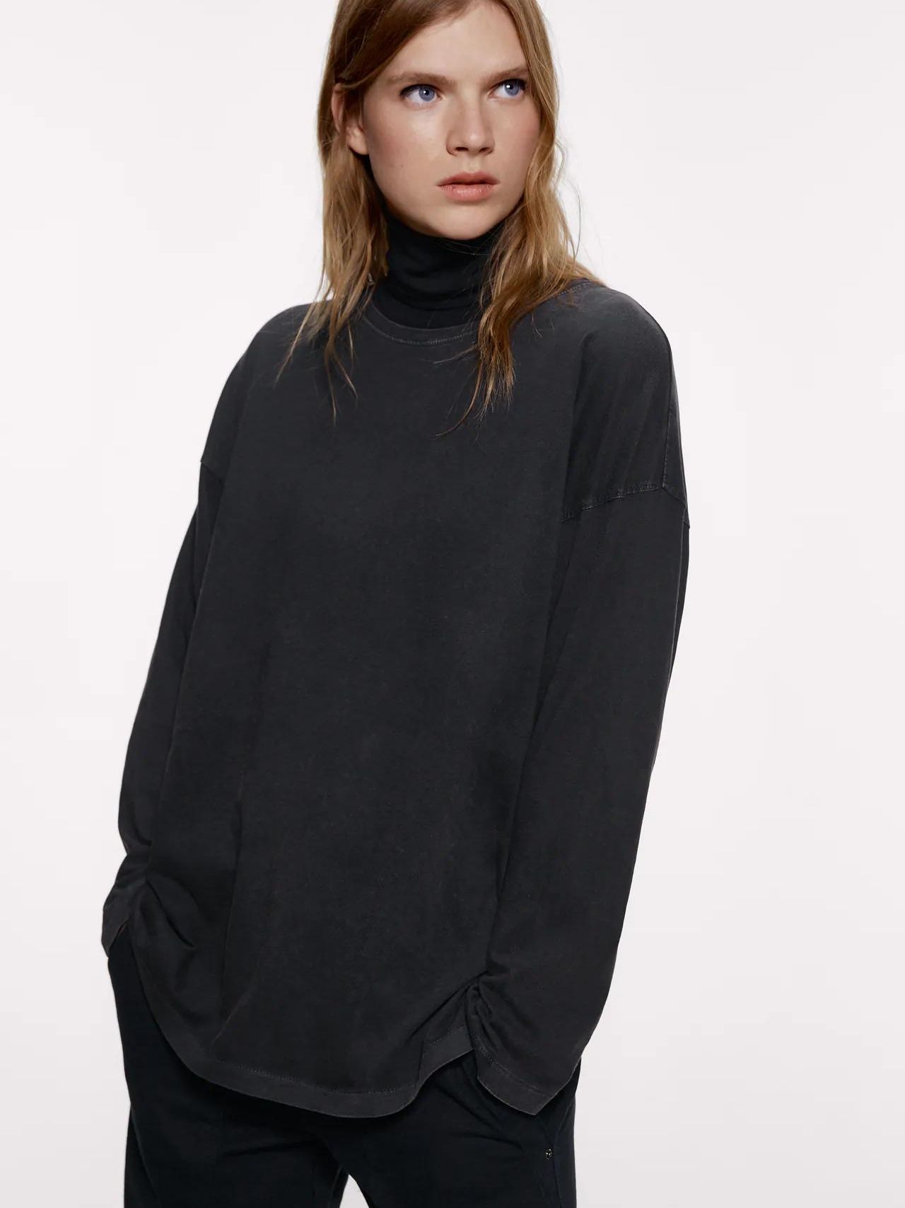 

Лонгслив Zara XAZ229716JQMA M Темно-серый