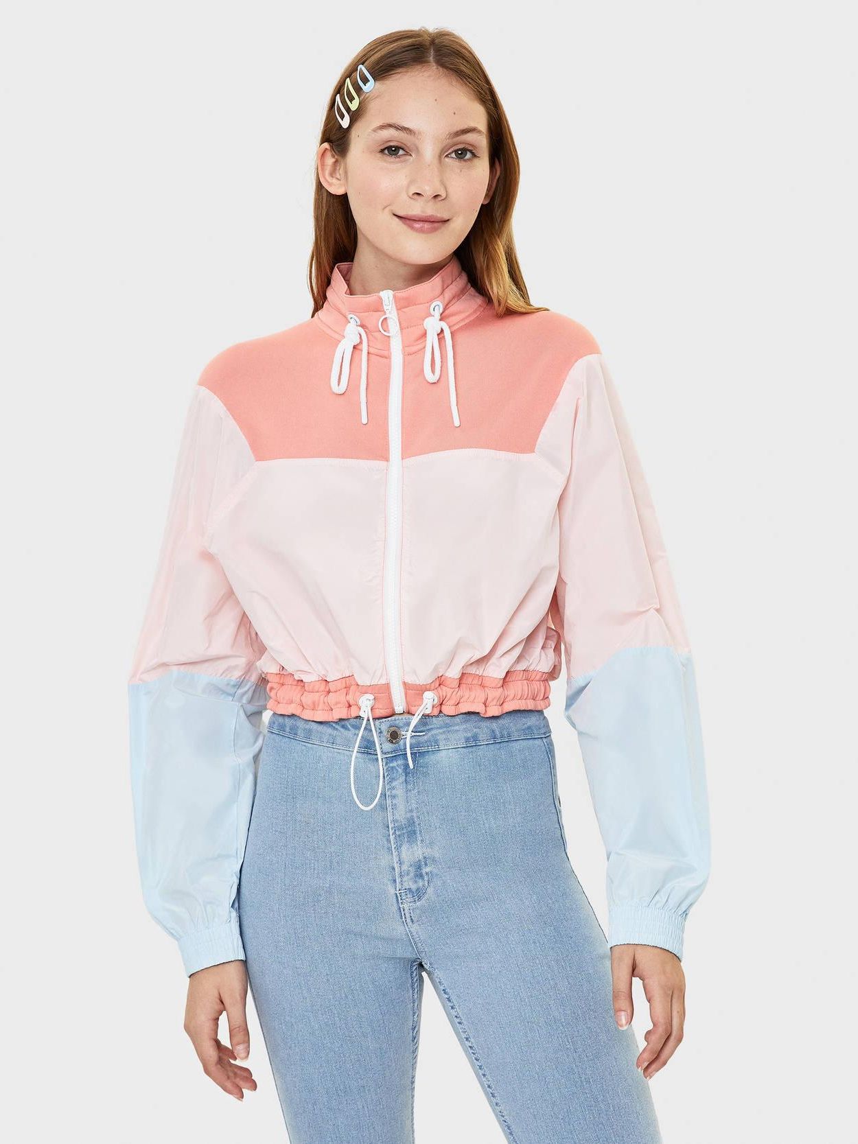 

Ветровка Bershka XAZ238695MTFN S Розовая с голубым