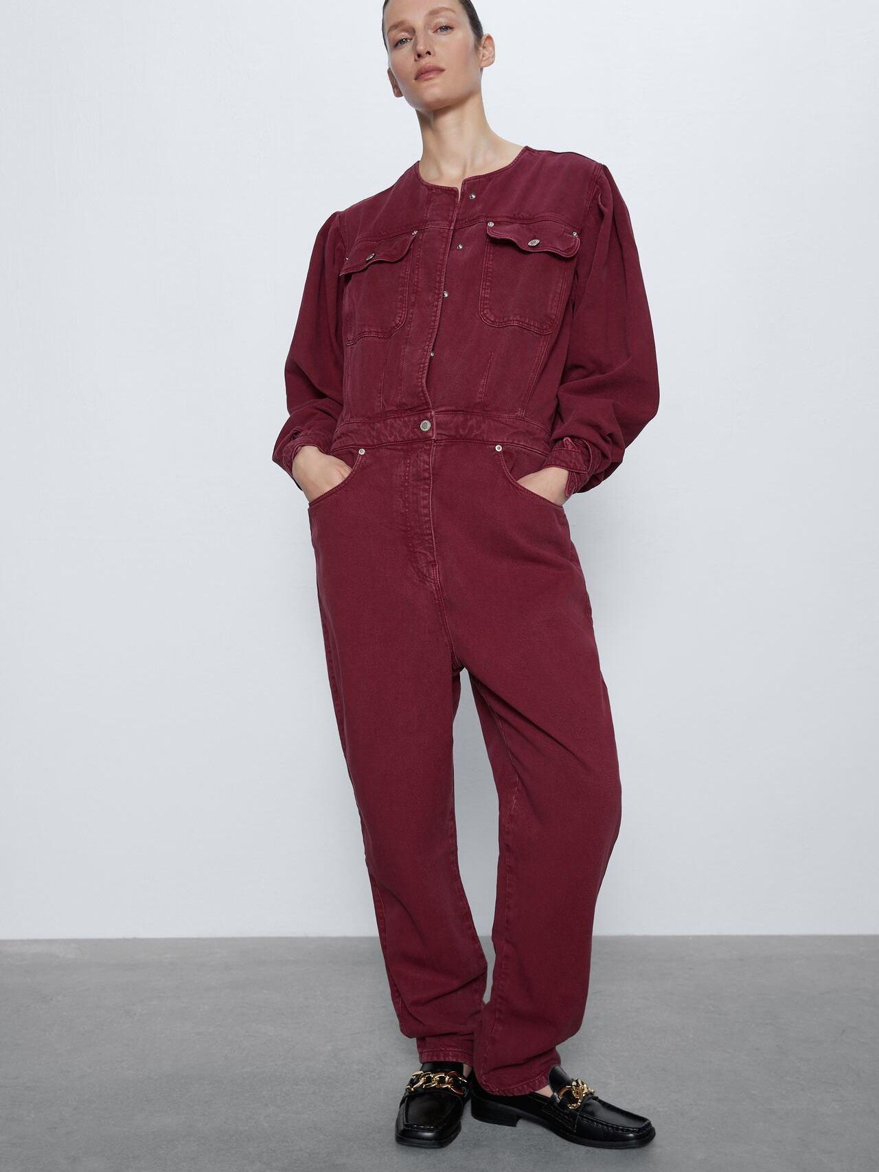 

Комбинезон джинсовый Zara XAZ263169OHUT S Бордовый