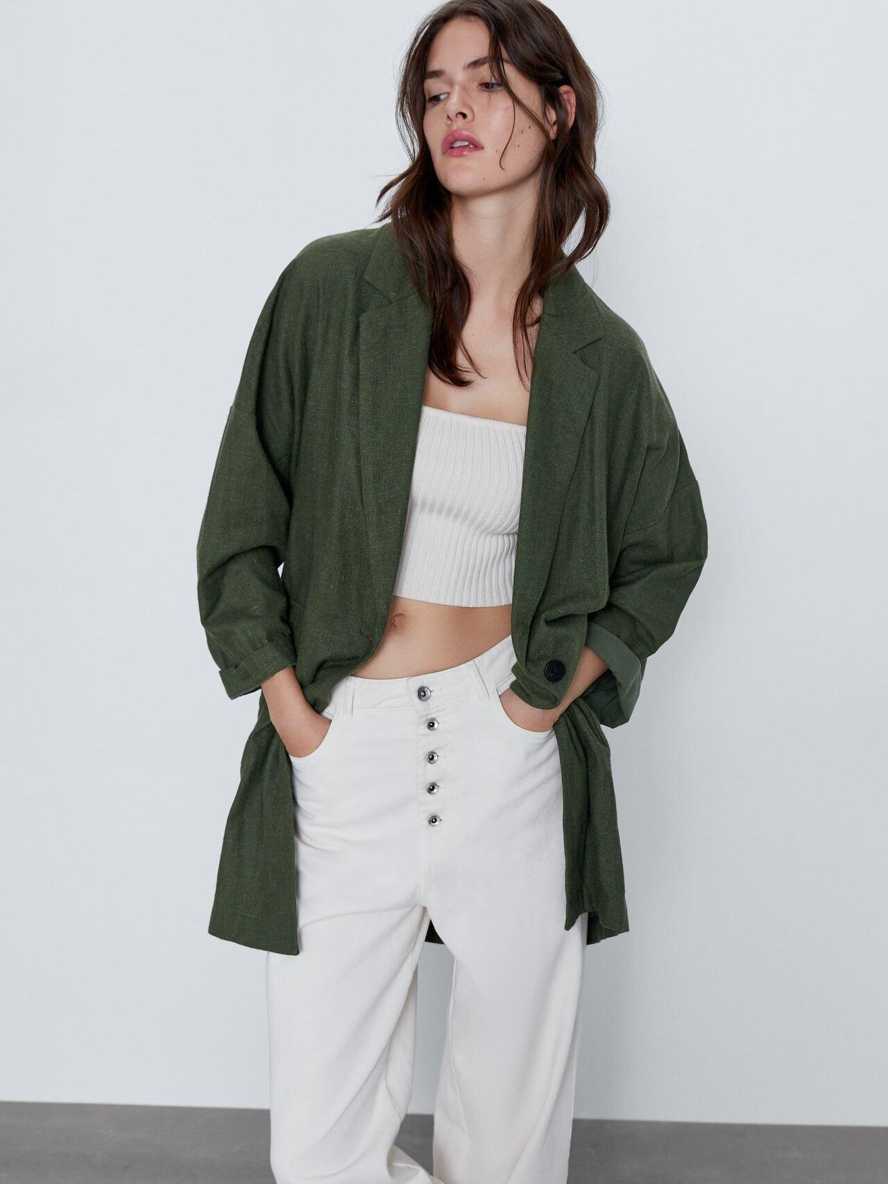 

Пиджак Zara XAZ264234ECHW L Темно-зеленый