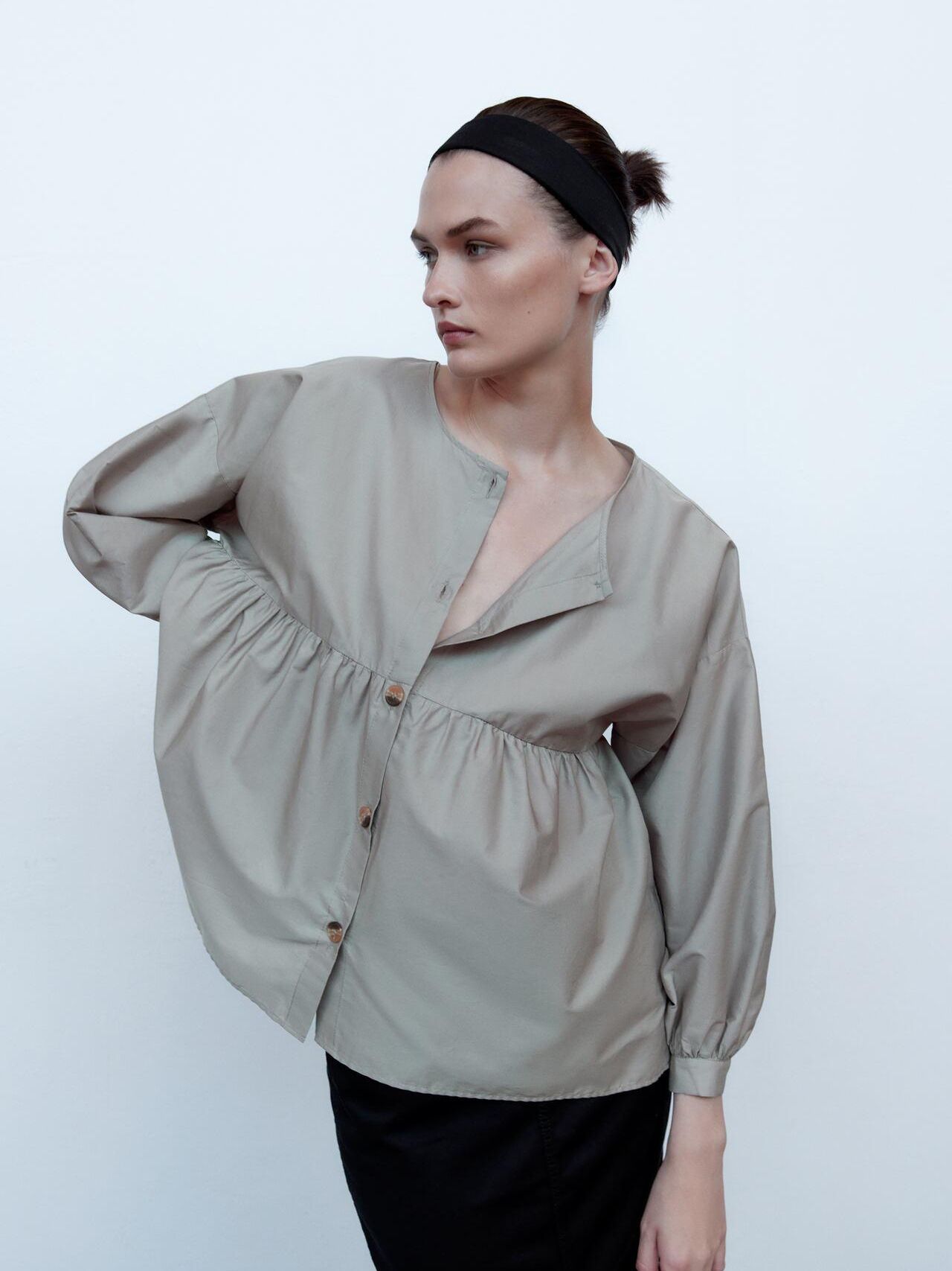 

Блузка Zara XAZ281866PJSY XL Серая