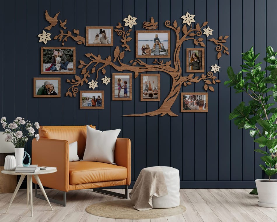 

Семейное дерево для фотографий 9 рамок LikeWood Family Tree XL 200 × 111 см Светлый орех