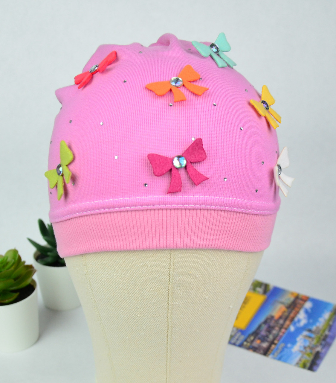 

Шапка Бантики 1-4 лет (46 - 50 см) розовая J0098