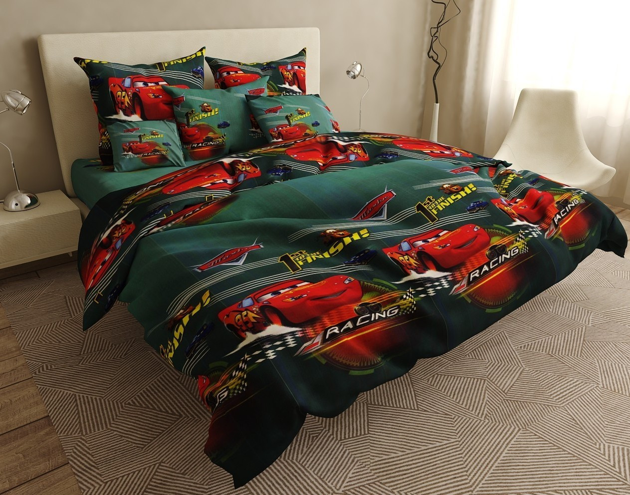 

Комплект постельного белья Krispol Тачки полуторный хлопок 150*220 (715.164571.2)