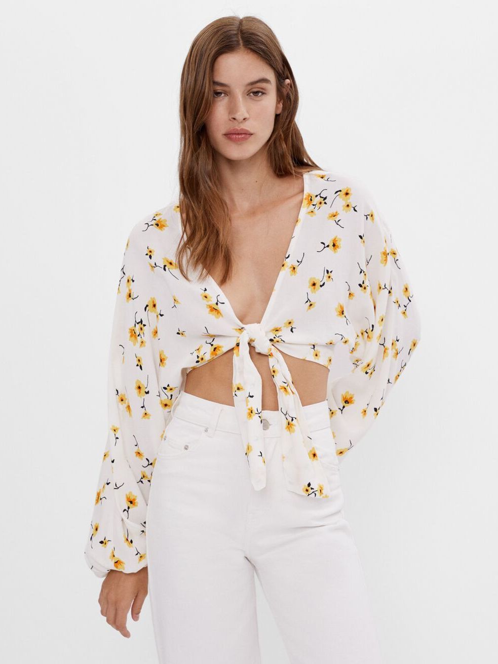 

Топ Bershka 0730/222/251 L Белый с желтым