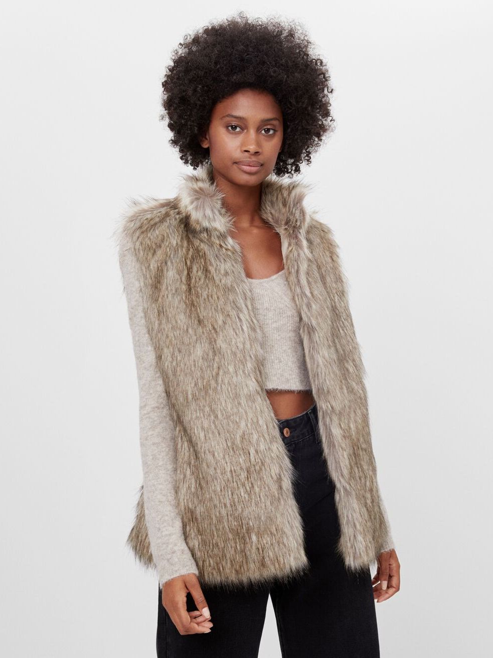 

Жилетка Bershka 8355/407/746 L Бежевая с серым