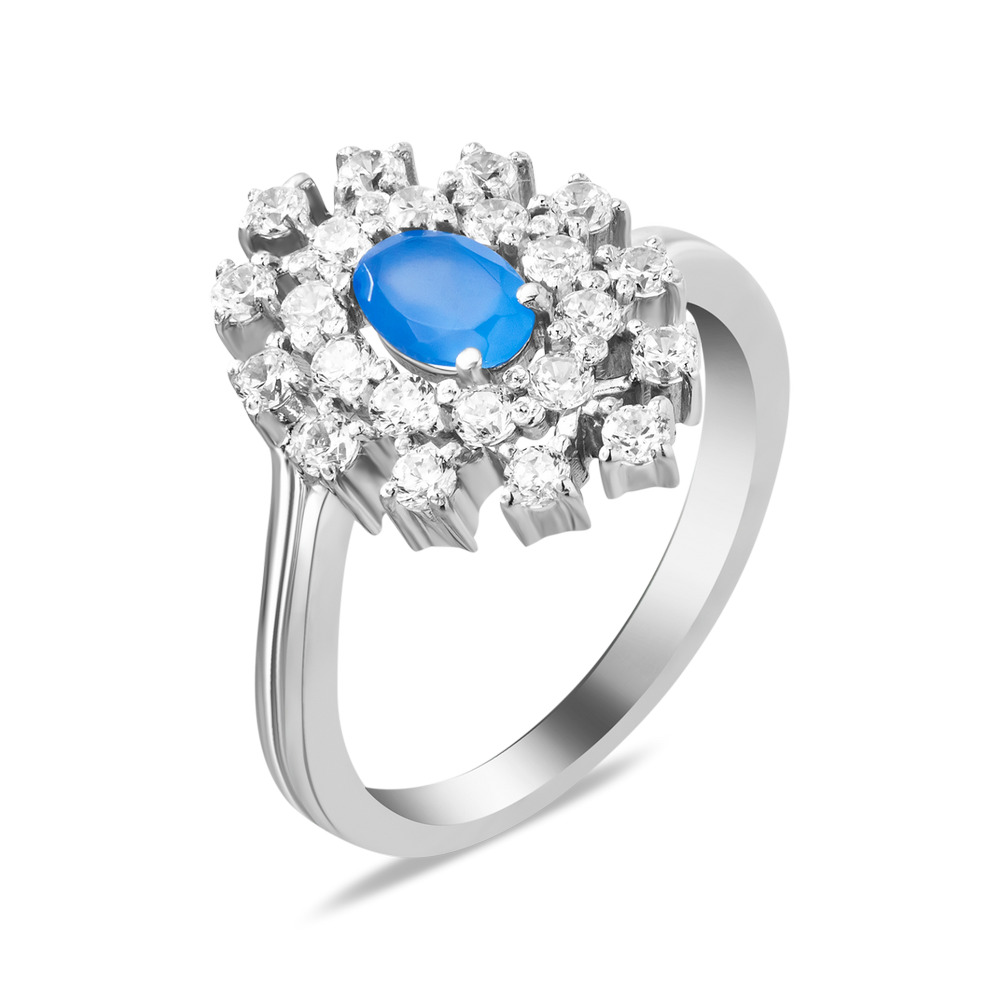 

Серебряное кольцо с голубым кварцем 010-3210 GS-5705 р-18.5