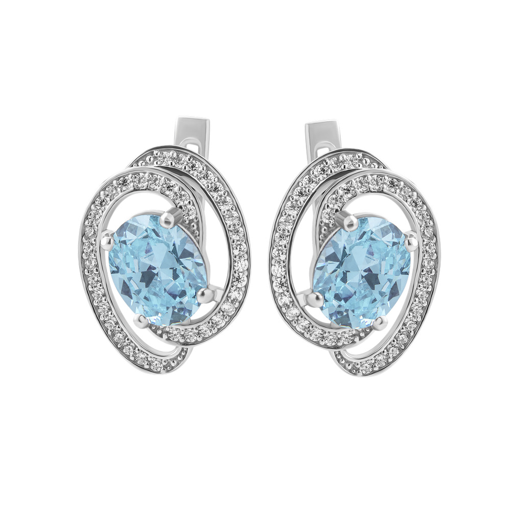 

Серебряные серьги с скай топазом 049-3910 GS-5887 р-