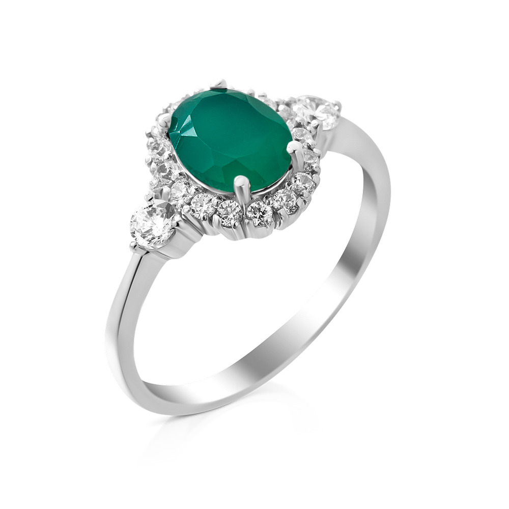 

Серебряное кольцо с зеленим агатом 014-7310 GS-6046 р-18