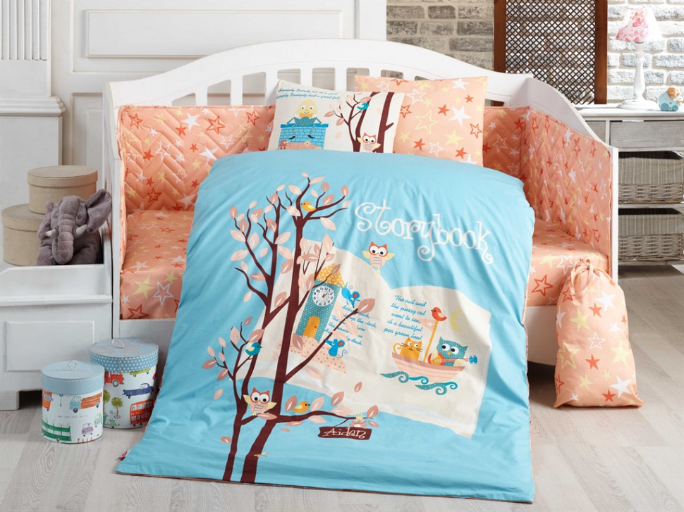 

Постельный комплект для детей Hobby Poplin Bebek Dream Clock голубой 100x150