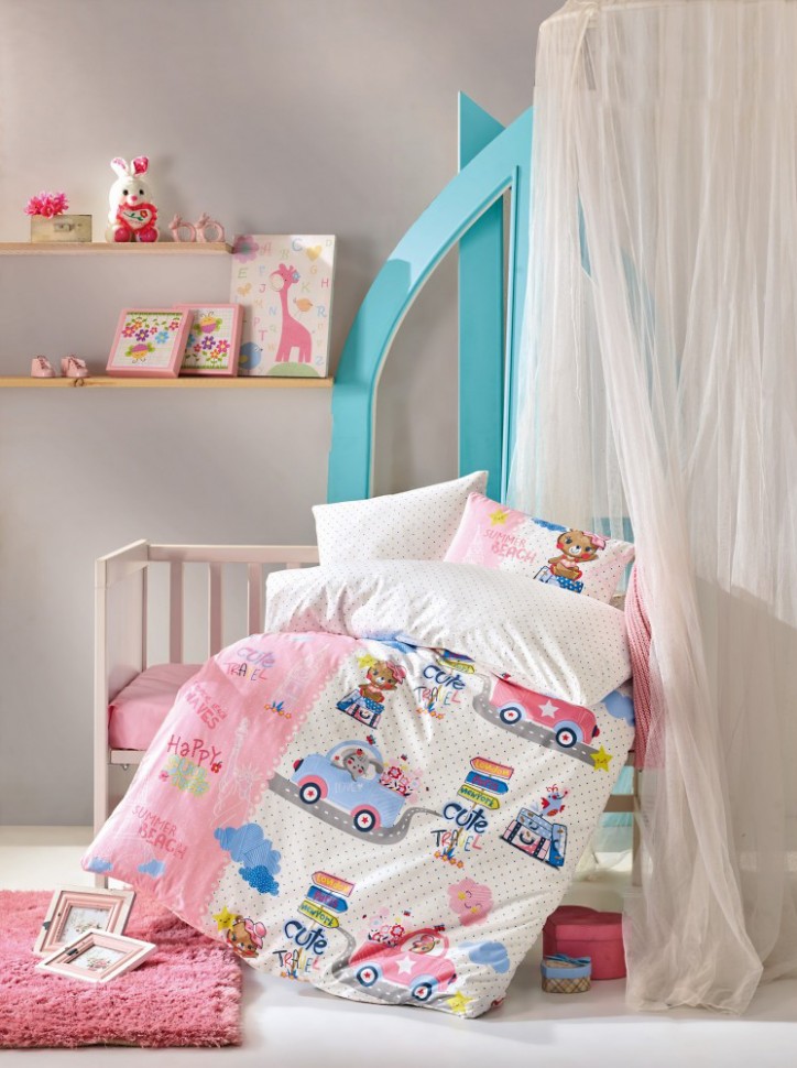 

Постельное белье для новорожденных Cotton Box Sevimli Seyahat Pembe 100x150