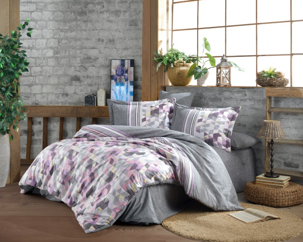 

Постельное белье Poplin Hobby Arella сиреневый евро