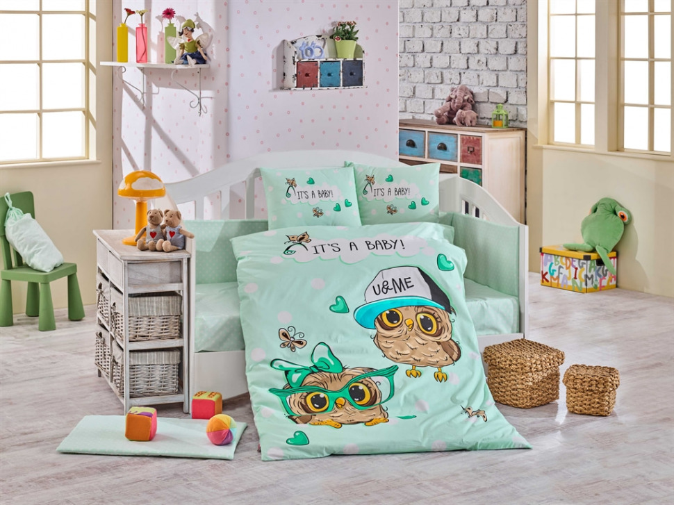 

Постельный комплект для детей Hobby Poplin Bebek Cool Baby мятный 100x150