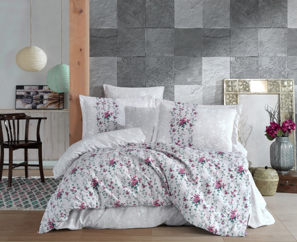

Постельное белье Poplin Hobby Cloudia серый евро