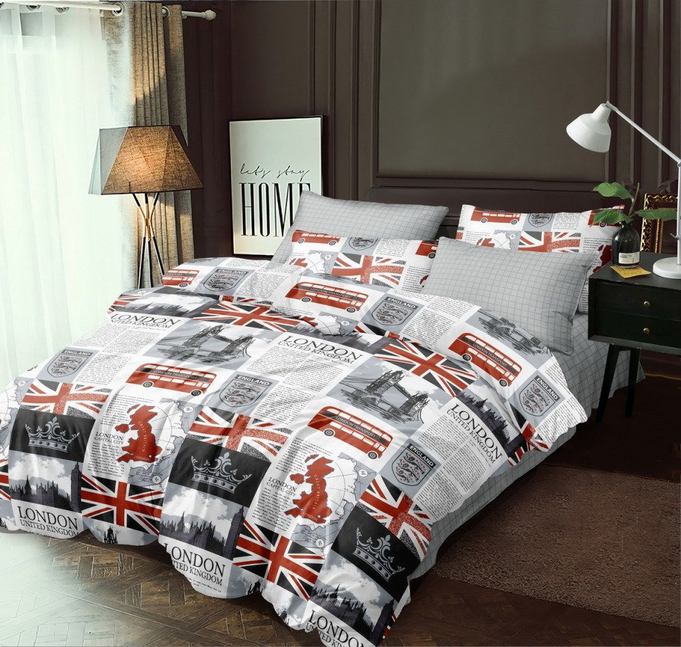 

Постельный комплект поплин Love you 203018 двуспальный