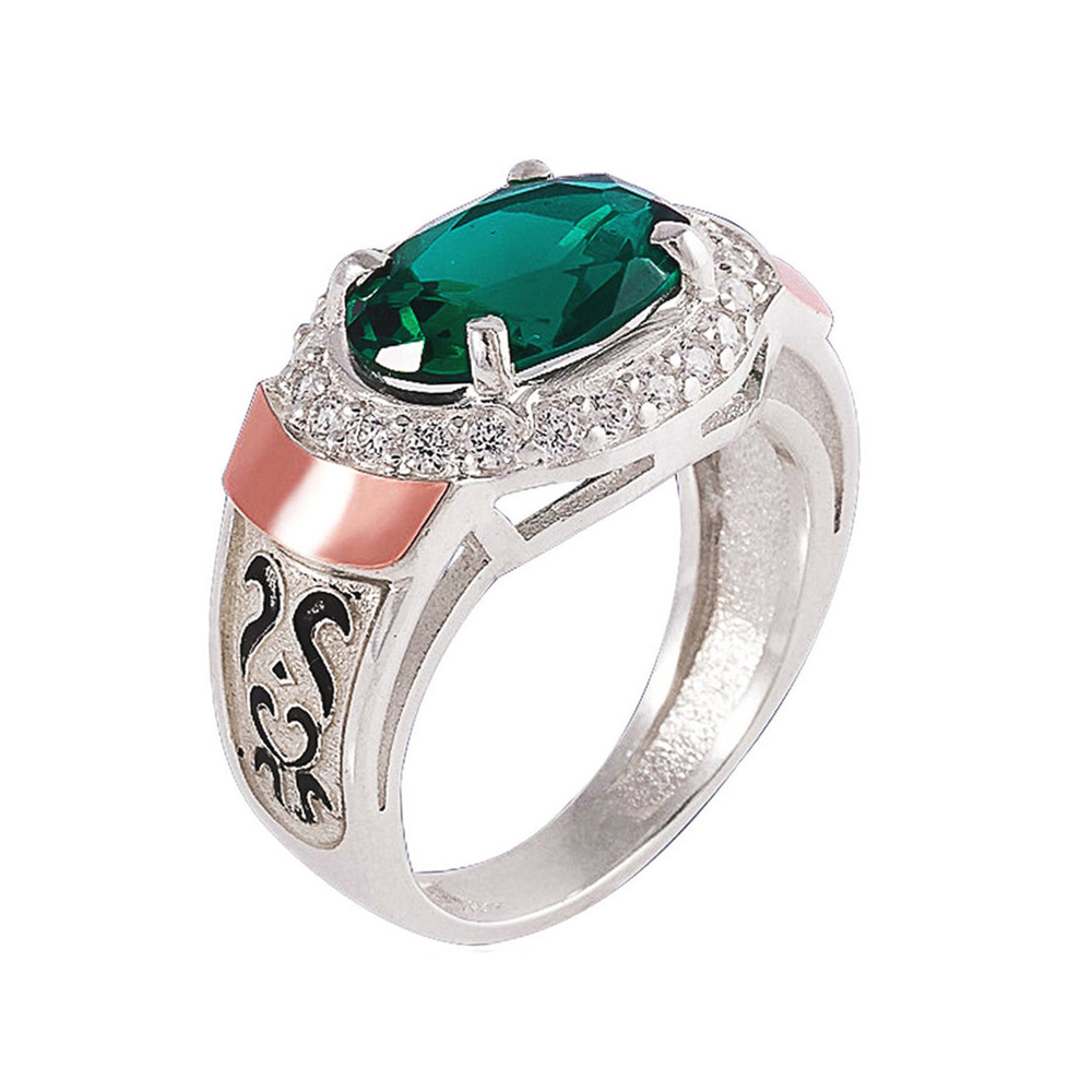 

Серебряное кольцо со вставками золота, циркония и эмалью Bali-5110-20 GS-4396 р-19