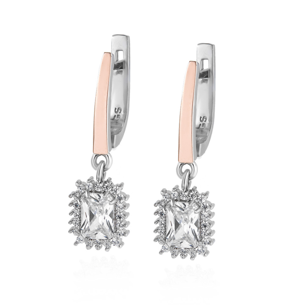 

Серебряные серьги со вставками золота и циркония Diadem-10 GS-4475 р-