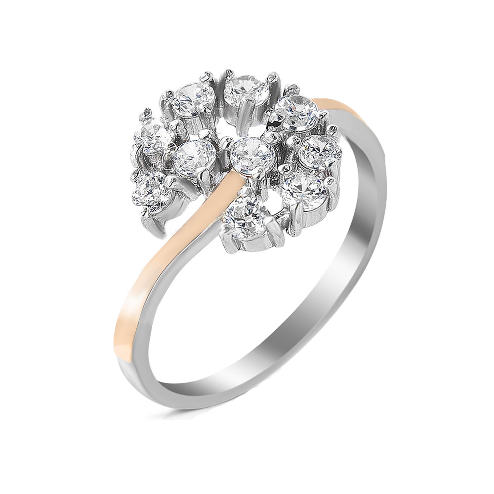 

Серебряное кольцо со вставками золота и циркония Grace-10 GS-4417 р-19