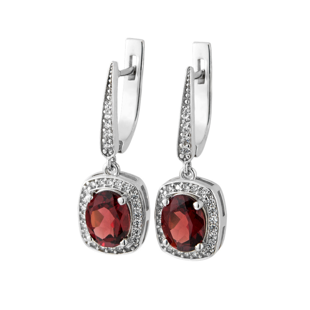 

Серебряные серьги со вставками граната и фианита 060-4110 GS-4593 р-