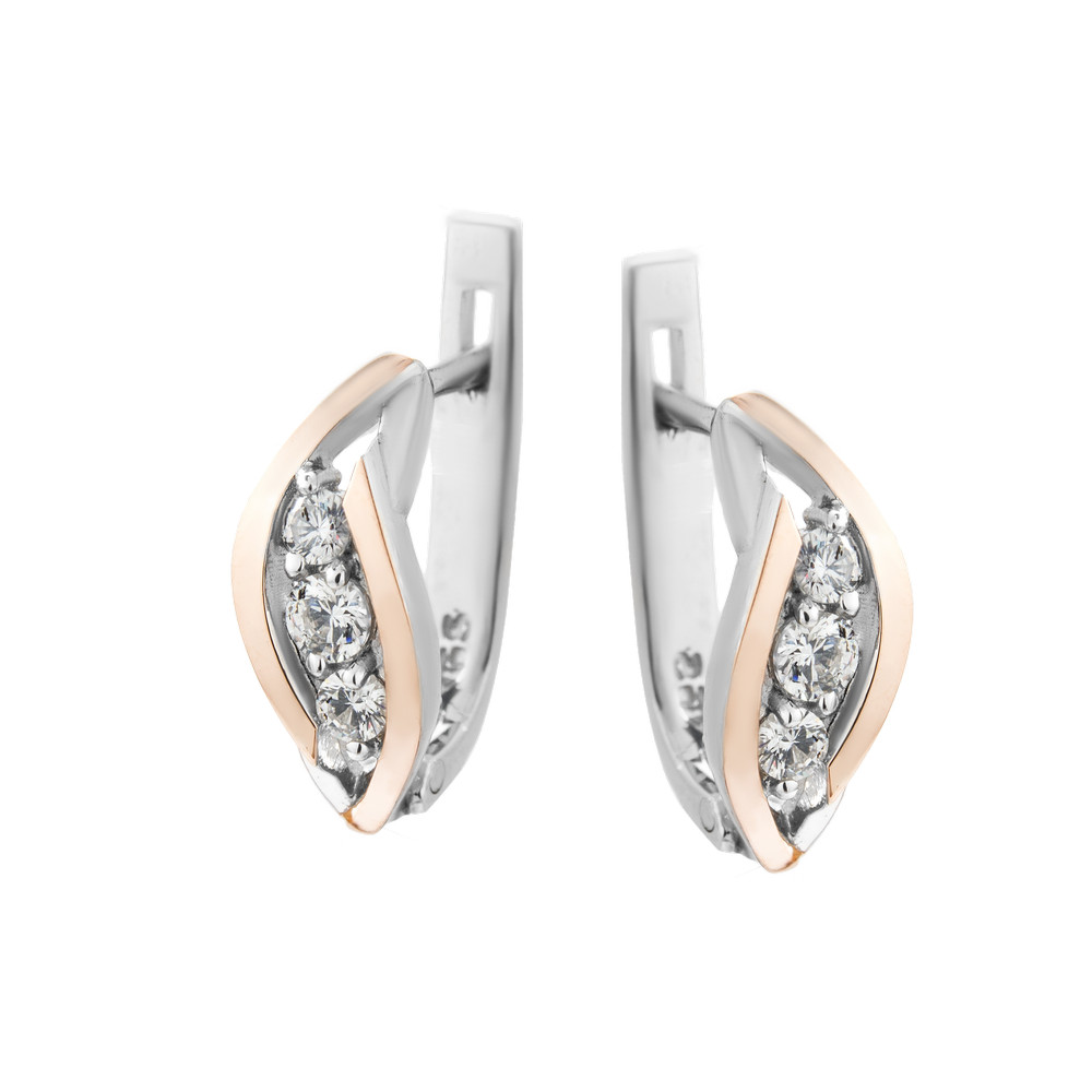 

Серебряные серьги со вставками золота и фианита Liona-10 GS-4619 р-