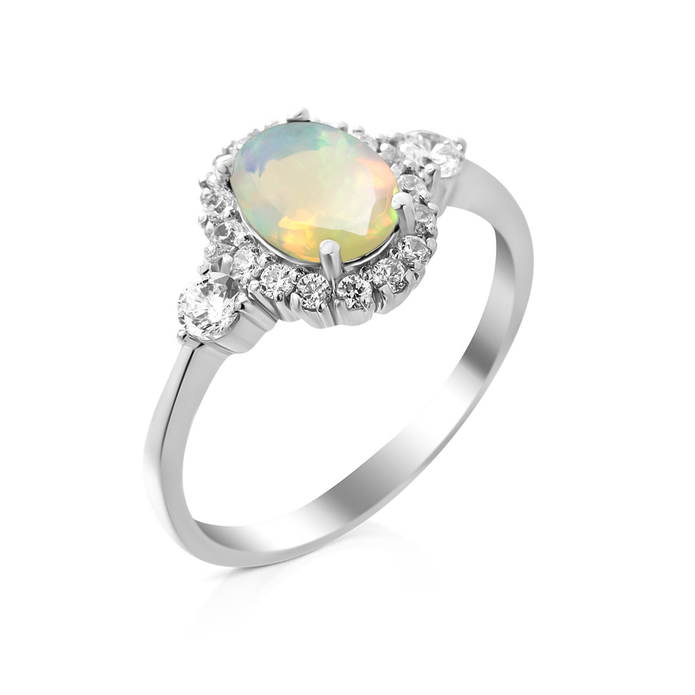 

Серебряное кольцо с опалом и куб. цирконием 014-5510 GS-3279 р-17