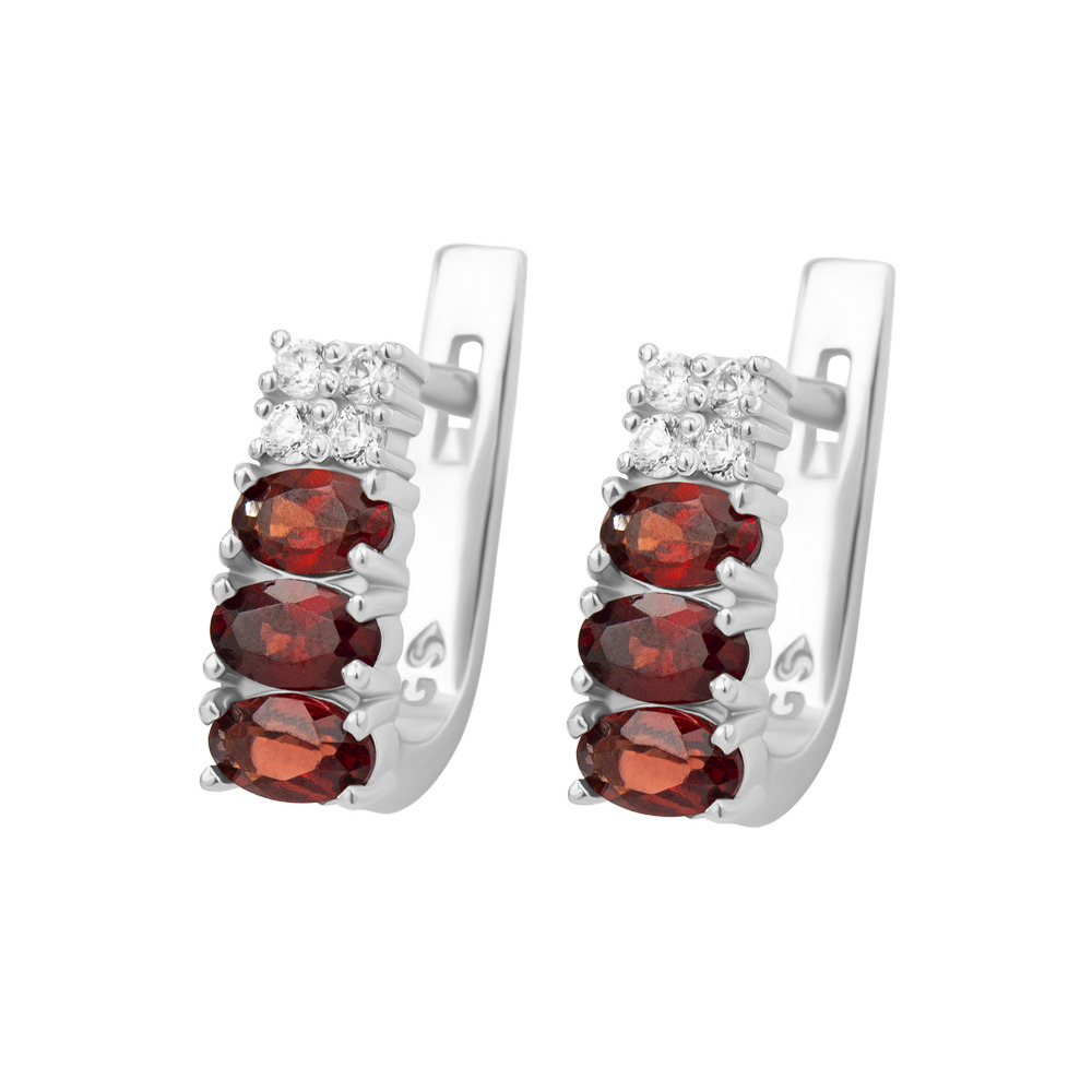 

Серебряные серьги со вставками граната 063-4110 GS-4995 р-