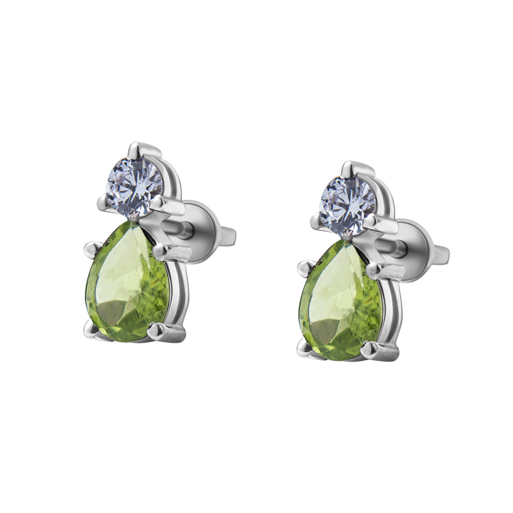 

Серебряные пуссеты со вставками перидота 077-5310 GS-5006 р-