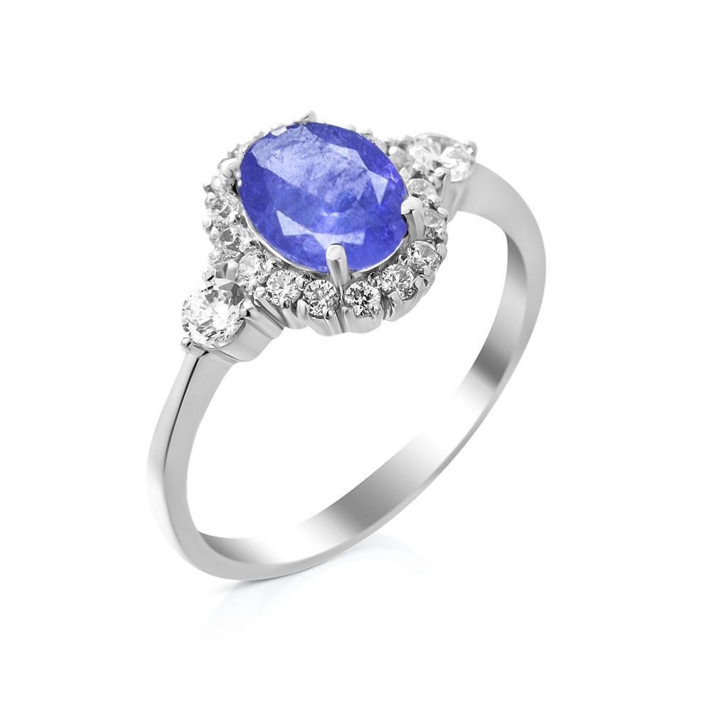 

Серебряное кольцо с танзанитом и куб. цирконием 014-3510 GS-3276 р-18.5