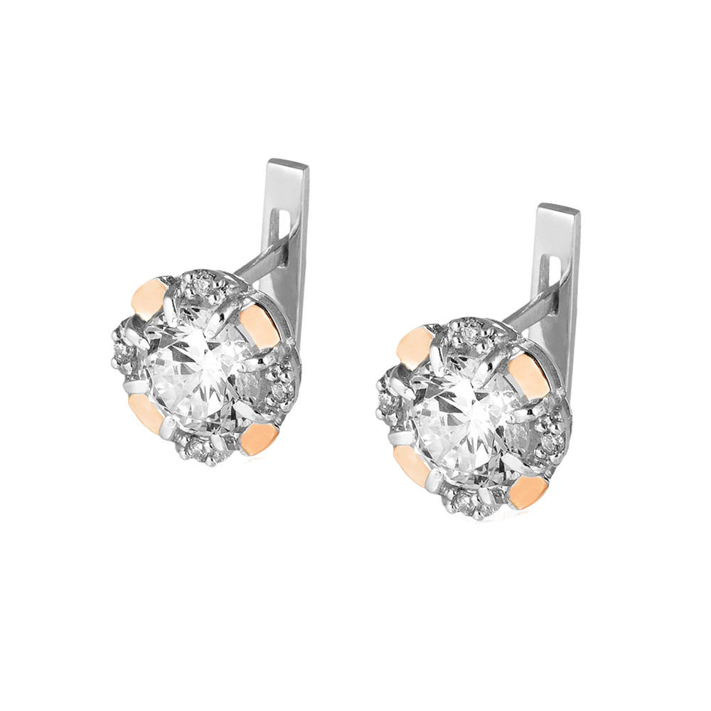 

Серебряные серьги с золотом и куб. цирконием Dinara-10 GS-4247 р-