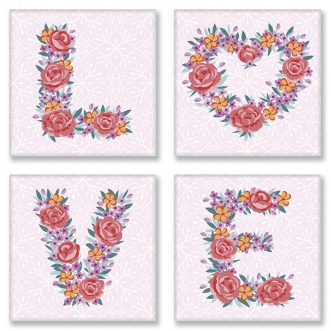 

Набір для розпису за номерами. LOVE flowers 18*18 см*4 шт.