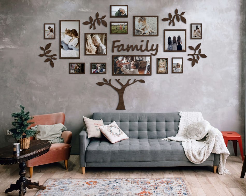 

Семейное дерево для фотографий 13 рамок LikeWood Family S 120 × 76 см Темный орех