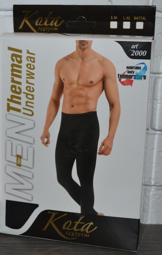 

Термобелье штаны (кальсоны) мужские Kota Кота Турция Размер L-XL Черный For Men Thermal Underwear