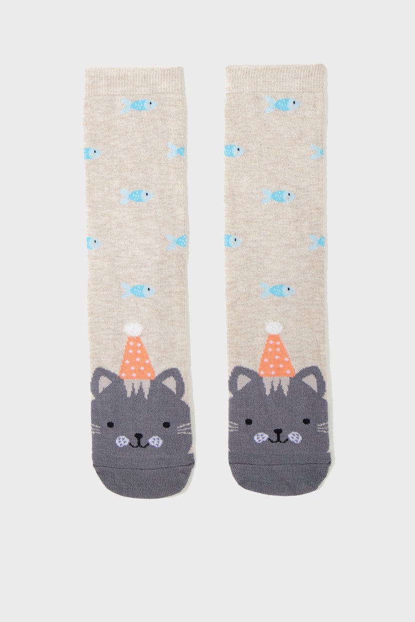 

Женские бежевые носки PARTY HAT CAT SOCK Accessorize OS 296004