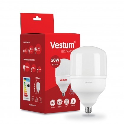 

Лампа LED (высокомощная) Vestum T140 50W 6500K 220V E27