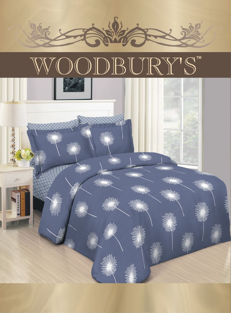 

Постельное белье евро Woodbury's ранфорс Пакистан W2061 200х220 Cиний с серым