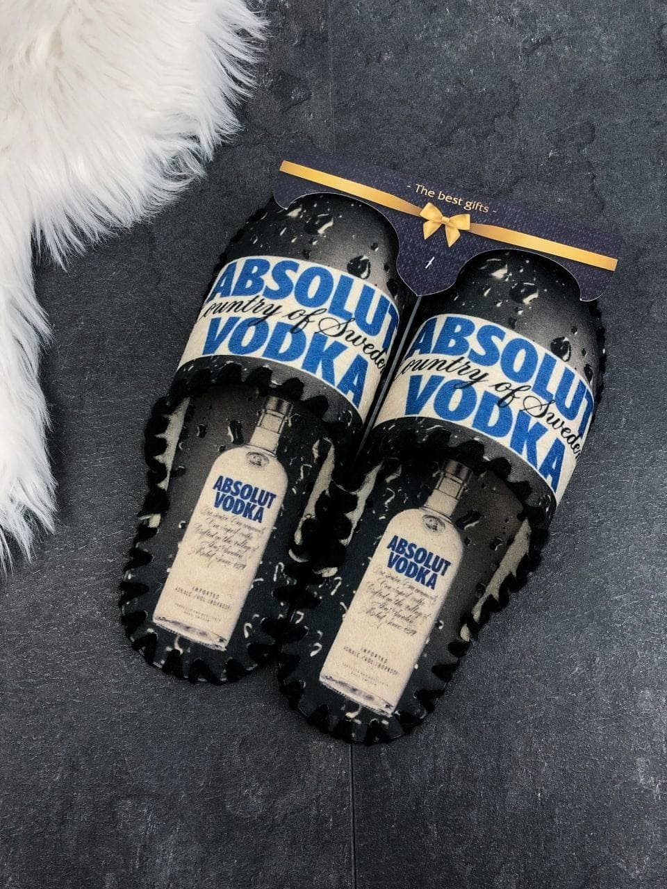 

Домашние мужские тапочки фетровые Pijama po Fanu черные VODKA ABSOLUT 44-45 са-987-V-44-45