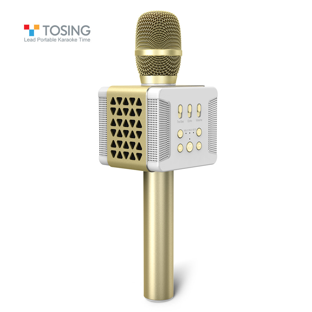 

Микрофон караоке Tosing 016 (Tuxun) с колонками 20Вт. Беспроводной, Bluetooth. Золотой (2191312)