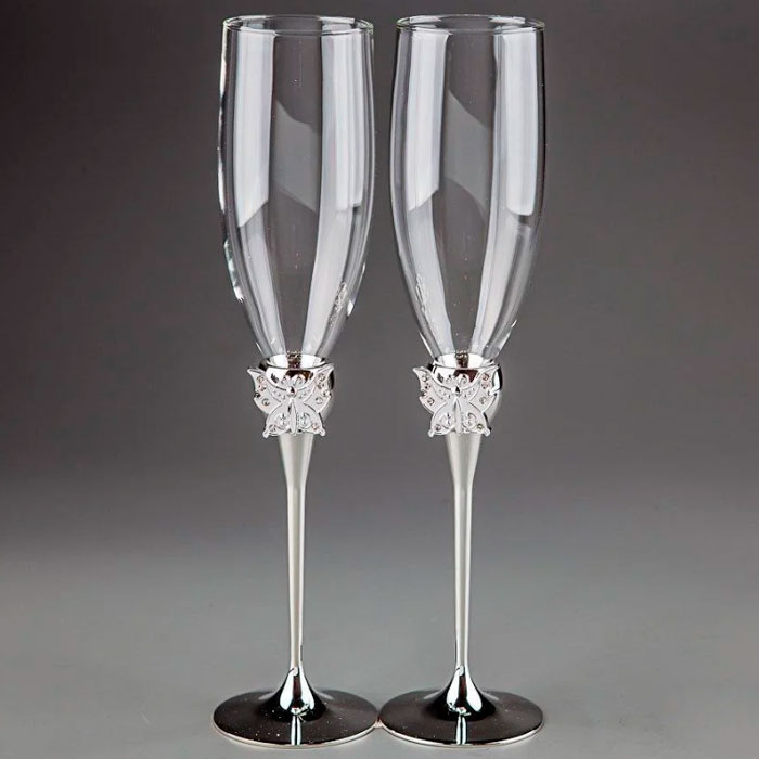 

Свадебные бокалы Silver butterfly 2 шт Veronese 32814-BR-1182